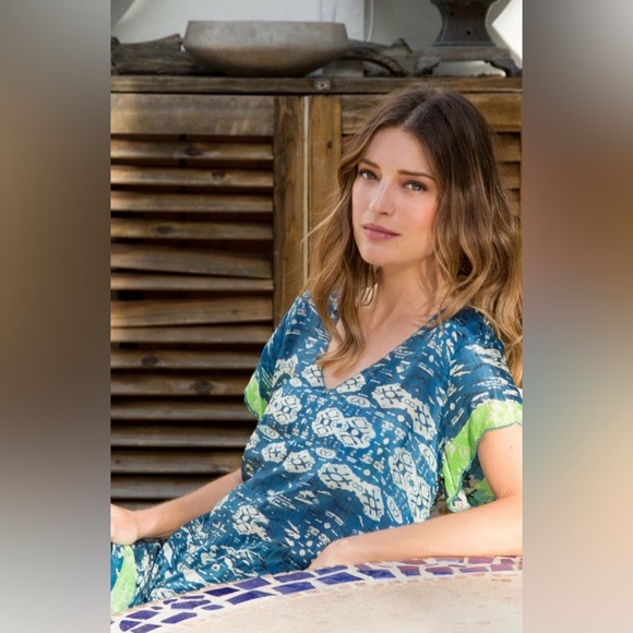 Johnny Was Tops - Johnny Was Puente Silk Tunic Geometric Print Top